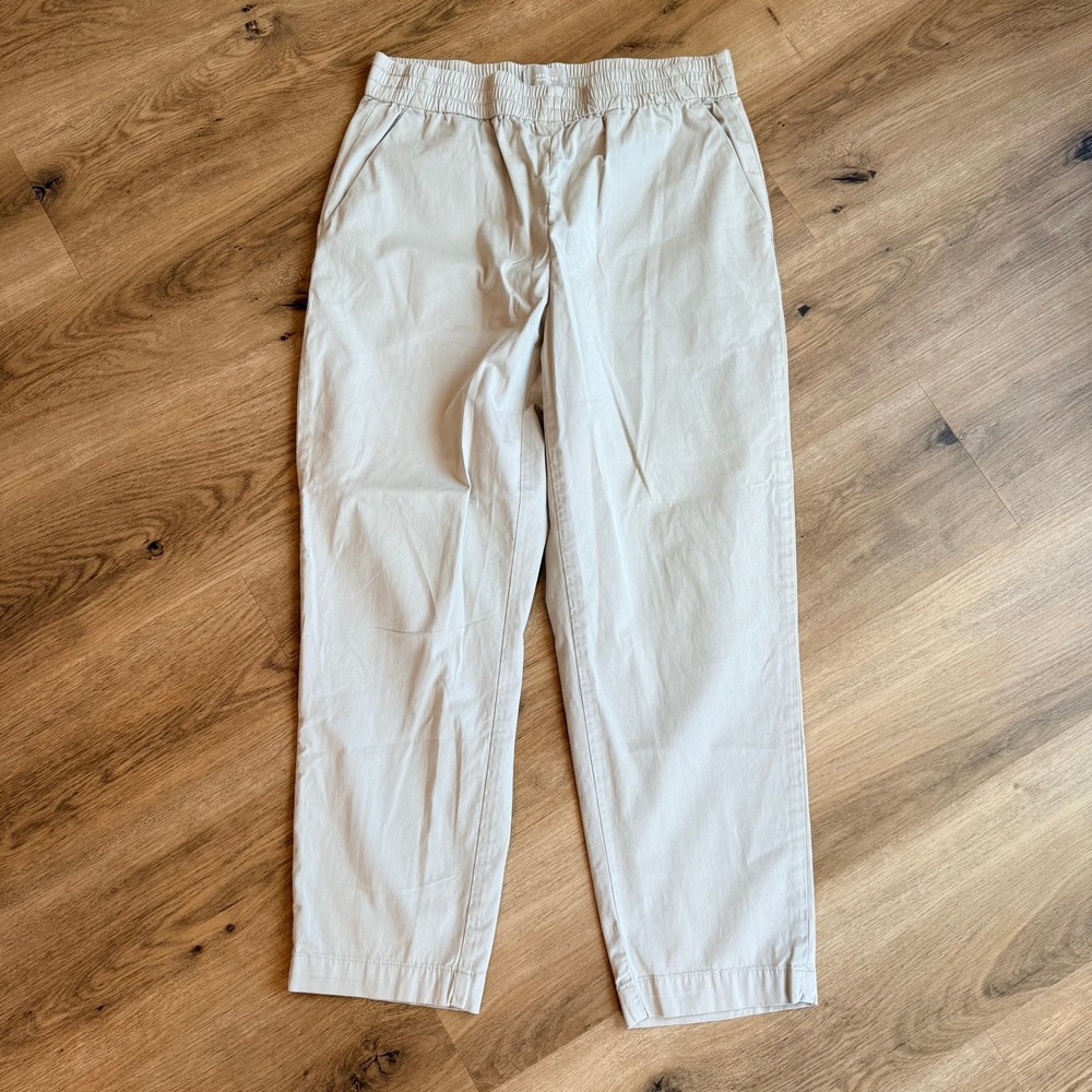 Everlane The Easy Pant Womens 10 Bone Organic Cotton Elastic Waist Trousers